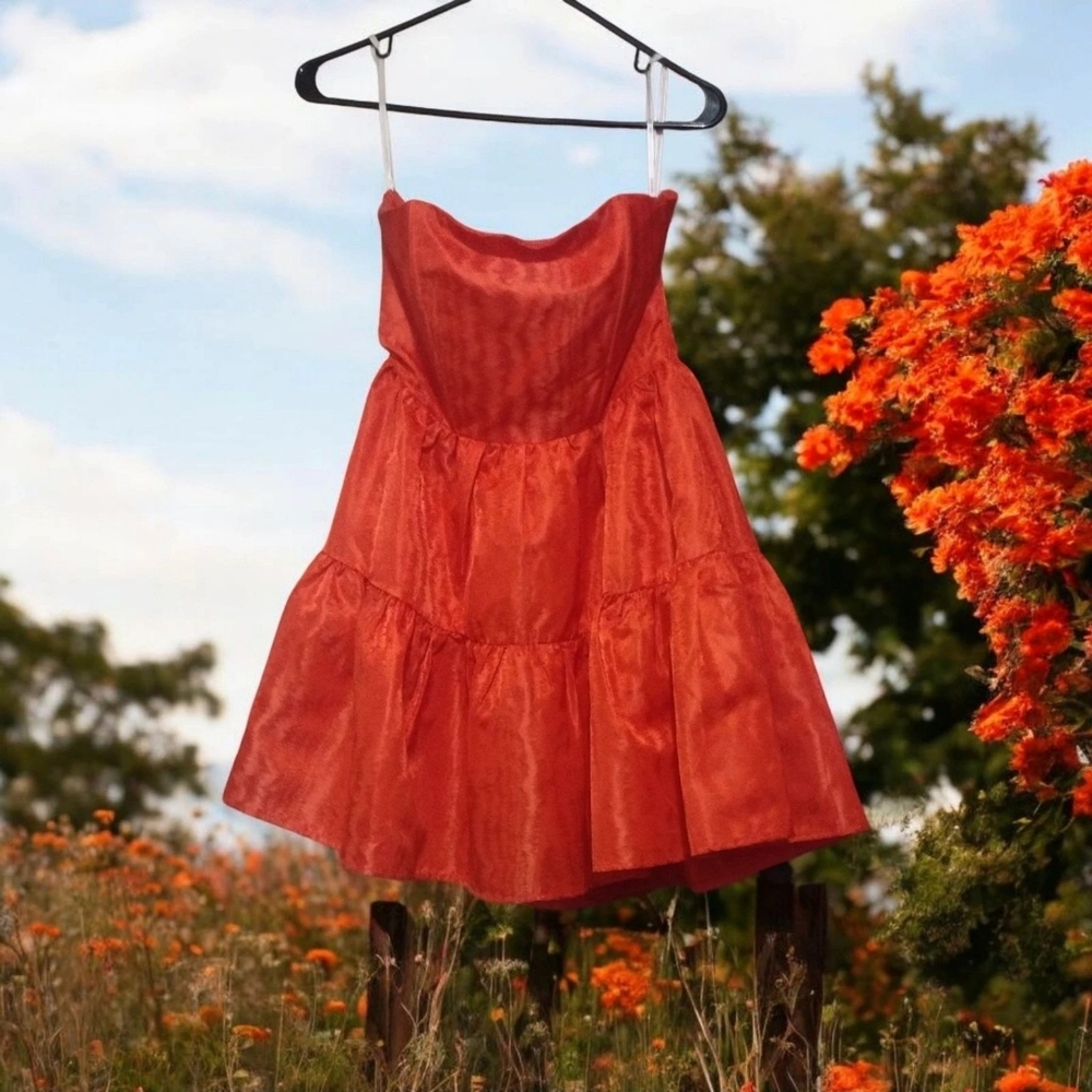 Forever 21 Red Orange Vibrant Dress Spring Summer